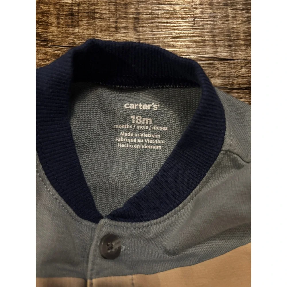 Carters Blue Striped Long Sleeve One Piece‎ Baby Romper Jumpsuit 18m